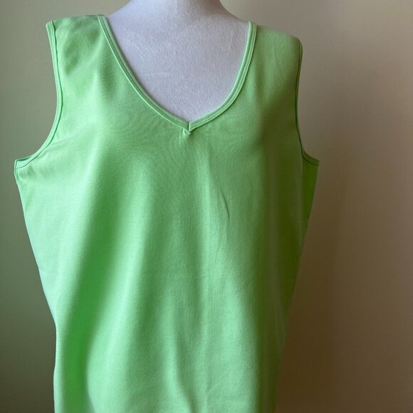 Eugenia 3XL Lime Mint Green Cotton Tank Top Vibrant V-Neck Plus size 95% Cotton - Picture 1 of 6